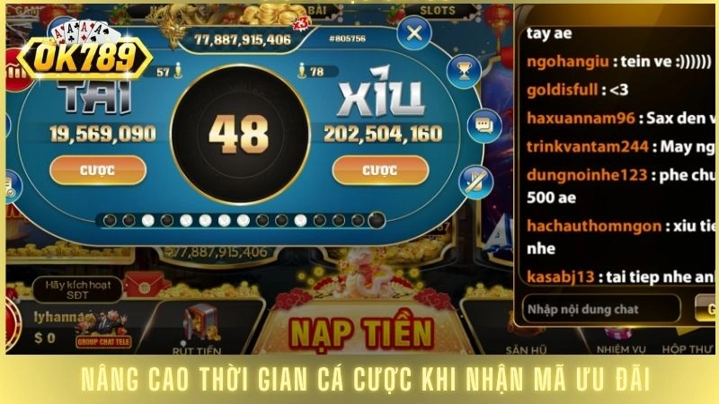 Khuyến mãi Ok789 - Cập nhật ưu đãi cực sốc mới nhất 3 Nâng cao thời gian cá cược khi nhận mã ưu đãi